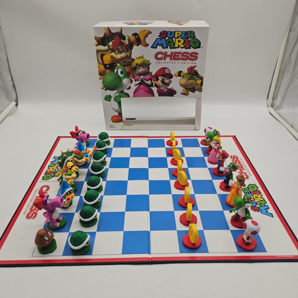 Super Mario Chess Collector's Edition Board Game Nintendo USAopoly 100% Complete
